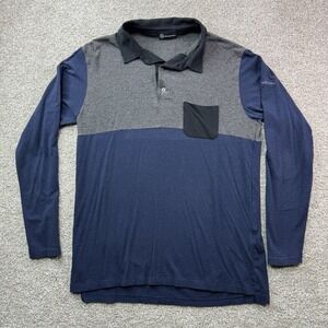 Mercedes Benz Polo Shirt Men's Blue Gray Size‎ Large Long Sleeve